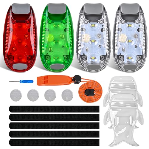 Nilight LED Safety Light 4PCS Red Green White Marine Navigation Bike Tail Lights Three Modes Waterproof Reflective Gear Clip On Flash Strobe Indicator Lamp for Night Boating Fishing Cycling Jogging - color: 3LED Navigation Light-4Pcs