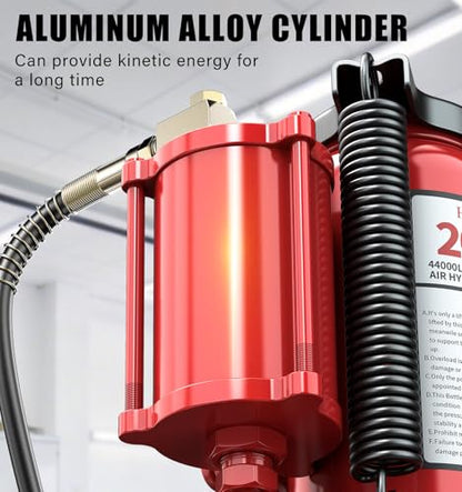 20 Ton Air Hydraulic Bottle Jack, 10-3/8" to 20-1/16" Lift Range, Manual and Air Pump Dual Operation, for Car, Auto Repair, Truck, Industrial Engineering