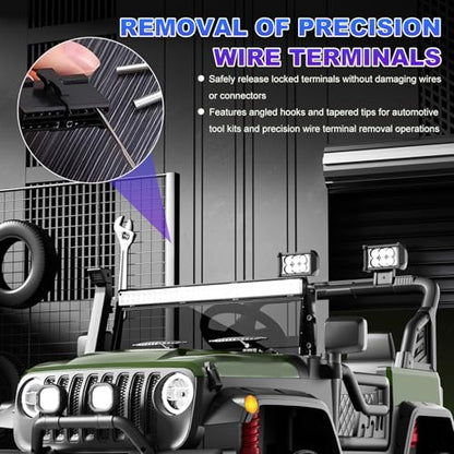 36 PCS Terminal Removal Tool Kit, Automotive Terminal Depinning Tools Kit with Protective Box, Electrical Pin Extractor Connector Release Tool for Car Household Devices (Black)