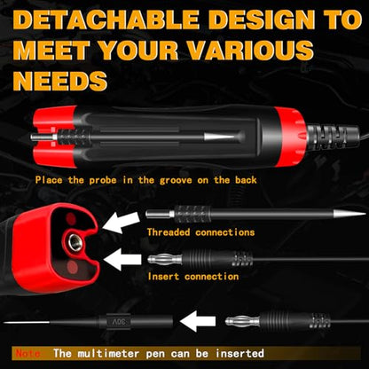 Automotive Test Light 4-75V DC LCD Digital Voltage Tester with Buzzer Sound, Auto Circuit Tester with Voltmeter, Electric Test Probe Pen for Car Battery Polarity Continuity Fuses