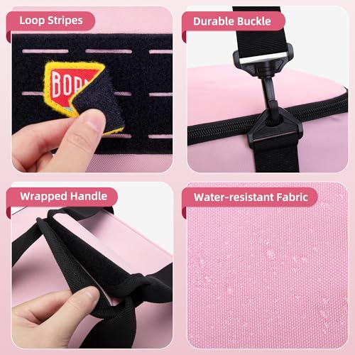 Pink Tool Bag for Women with 2 Clear Pouches, Double Layer Tool Box | 12-inch Tool Bag, Double Top Hndle, Adjustable Shoulder Strap, Ideal for Electrician, Carpenters, Repairman