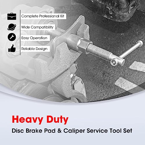 Big RED Torin 22 PCS Brake Caliper Press Tool Kit, Disc Brake Piston Caliper Compressor Tool Set for Brake Pad Replacement Reset, Red, ATRHS-E3318BR