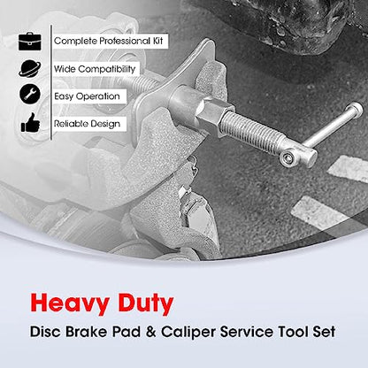 Big RED Torin 22 PCS Brake Caliper Press Tool Kit, Disc Brake Piston Caliper Compressor Tool Set for Brake Pad Replacement Reset, Red, ATRHS-E3318BR