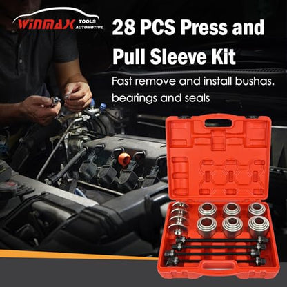 28PCS ProfessionalPress & Pull Sleeve Kit for Removing Bearings Bushes Seals