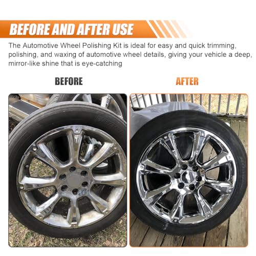 5PCS Car Wheel Hub Drill Buffing Sponge Pads Kit, 3 Inch Shank Polishing Pad for Car Details Cleaning, Auto Cone Metal Polish Buffing Polishing Ball, Universal for Automotive Wheels Care