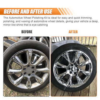5PCS Car Wheel Hub Drill Buffing Sponge Pads Kit, 3 Inch Shank Polishing Pad for Car Details Cleaning, Auto Cone Metal Polish Buffing Polishing Ball, Universal for Automotive Wheels Care