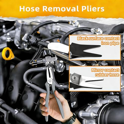 7PCS Electrical Disconnect Pliers Set with Leather Storage Case, Automotive Connector Removal Tool Kit for Push Tab Style Plugs, Fuel Injectors, Sensors & Relays, Car Repair Tools for Mechanics
