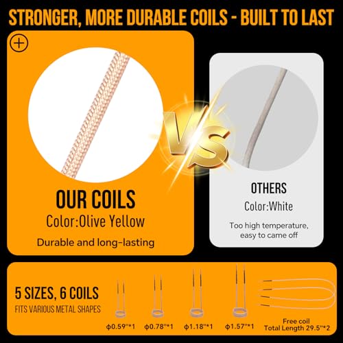 Induction Heater 1200W, Magnetic Heat Tool Kit for Automotive Bolt Removal with 6 Coils and LED Light for Rusted Suspension and Exhaust Repair,Yellow - color: Yellow