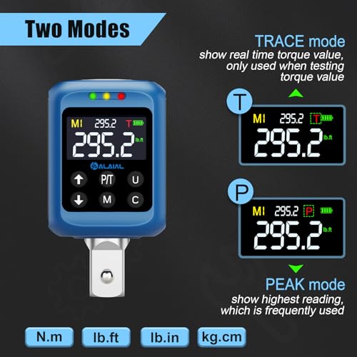 Digital Torque Adapter 1/2" Drive, 4.4-295.2 Ft-lb/6-400 Nm | Digital Torque Wrench Converter, Buzzer&LED Indicator, Adapters for Auto Repair, Truck Maintenance, Machinery, Moto, Off-road - size: 4.4-295.2 Ft-lb/6-400 Nm