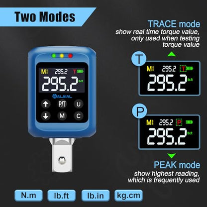 Digital Torque Adapter 1/2" Drive, 4.4-295.2 Ft-lb/6-400 Nm | Digital Torque Wrench Converter, Buzzer&LED Indicator, Adapters for Auto Repair, Truck Maintenance, Machinery, Moto, Off-road - size: 4.4-295.2 Ft-lb/6-400 Nm