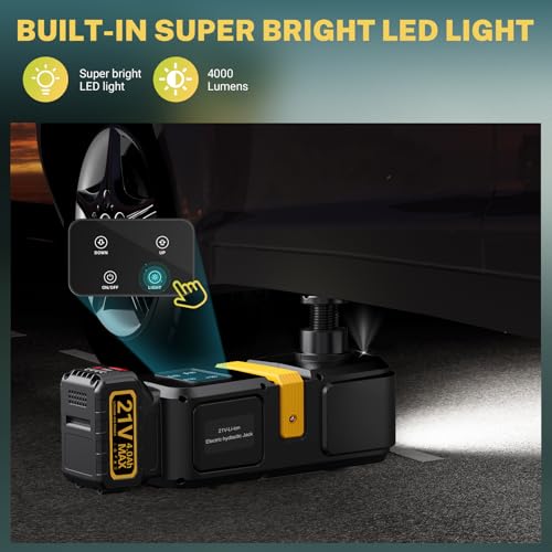 Powerful Electric car Jack and Stand kit - Cordless Hydraulic car Jack Lift with LCD Touch Screen, Lithium Battery & Portable Impact Wrench for Effortless Vehicle Emergencies