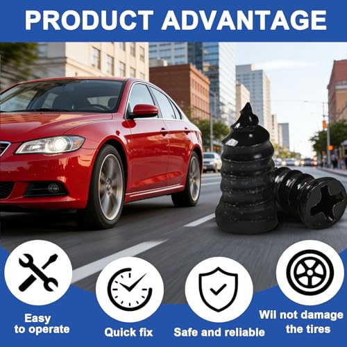 61PCS Tire Repair Rubber Nail, Screw in Tire Plugs with Screwdriver, Vacuum Tire Puncture Repair Kit, Rubber Nail Quick Fix Tool for Car Motorcycle Truck Tractor Flat Tire Emergency Repair - size: 61PCS(New)