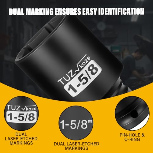 1/2 Inch Drive 1-5/8 Inch Deep SAE 6 Point CR-MO Impact Socket | Radius Corner Design,Square Chamfered Opening,Axle Nut Impact Grade Socket for Easy Removal - size: 1/2” Drive 1-5/8 Deep, style: 1/2" Drive Deep Socket