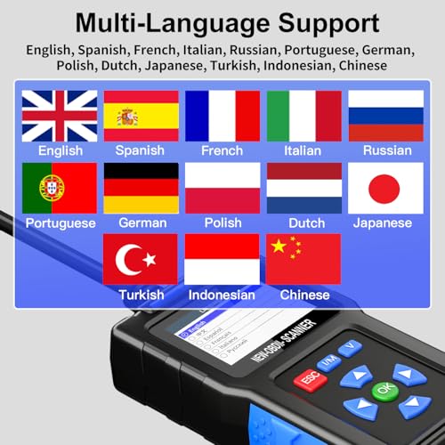OBD2 Scanner Diagnostic Tool,2.4-inch TFT Color Screen, Car Code Reader OBDII/EOBD Scan Tool, Check Engine Light/Read Clear Fault Codes/Smog Check/DTC Lookup Live Data Stream