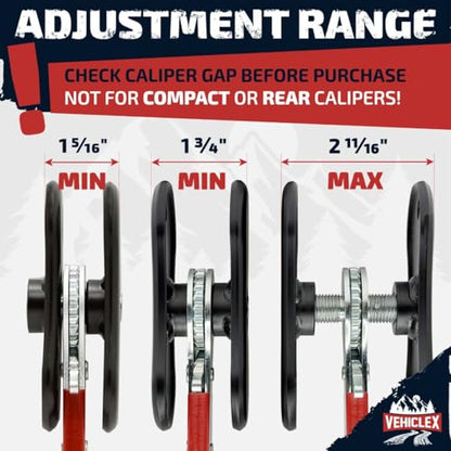 Vehiclex Brake Caliper Compression Tool, Standard Plates | Brake Pad Spreader, Steel Plates with Reinforced Ribs, For Single, Dual and Quad Piston Calipers - size: Standart plates
