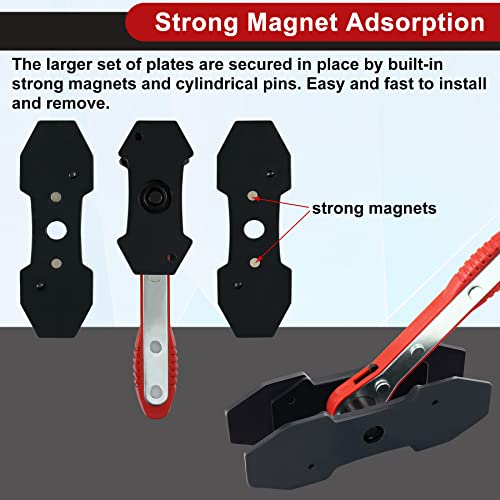 JoyFans Brake Caliper Compression Tool Set, Automotive Quad Disc Pistion Ratchet Ratcheting Press Tool, Car Brake Pads Retractor Compressor with 4PCS Spreader Plates for Brake Pump Adjustment - color: Red Handle