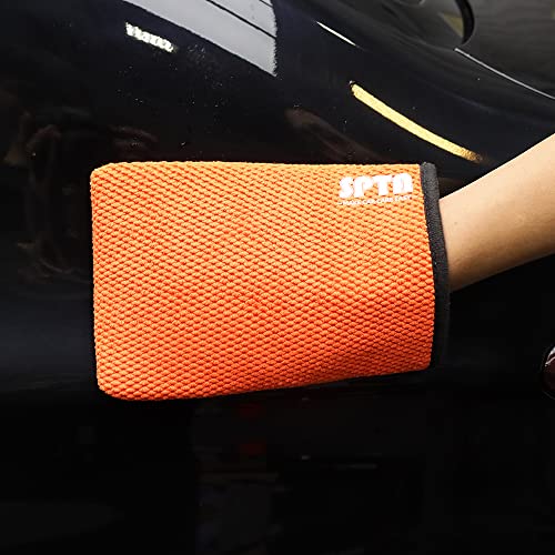 SPTA Clay Mitt, Pro Medium Grade Clay Bar Infused Mitt, Car Detailing Glove Quickly Removes Debris from Your Paint, Glass, Wheels, & More -CB306 - color: Clay Mitt With Hole Style