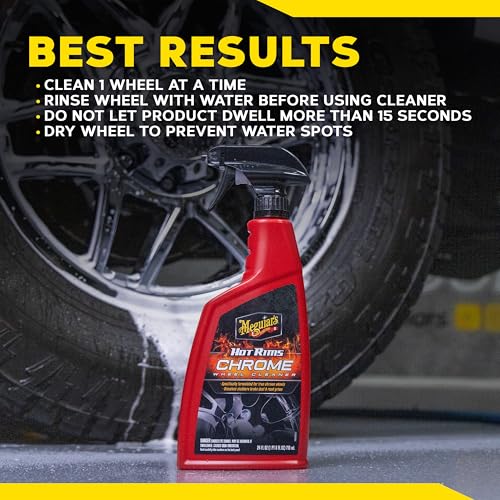 Meguiar's Hot Rims Chrome Wheel Cleaner, Deep Foaming Rim Cleaner Spray Formulated to Effectively Clean Chrome Wheels for an Impeccable Mirror-Like Shine, 24 Oz - size: 1 Pack