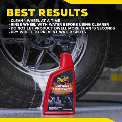 Meguiar's Hot Rims Chrome Wheel Cleaner, Deep Foaming Rim Cleaner Spray Formulated to Effectively Clean Chrome Wheels for an Impeccable Mirror-Like Shine, 24 Oz - size: 1 Pack