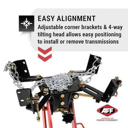 AFF Low Profile Manual Hydraulic Transmission Jack - Heavy Duty Steel Body, Adjustable Saddle with Safety Chain & 360 Handle - for Transmissions, Transfer Cases & Differentials (Multiple Capacities) - size: 2000 lbs Capacity