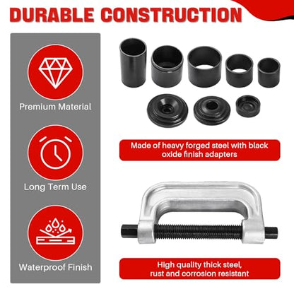 DASBET Ball Joint Removal Tool Kit | Ball Joint Press & U Joint Removal Kit Heavy Duty Ball Joint Press Fits Most 2WD and 4WD Cars Light Trucks 10PCS Ball Joint Service Tool Bushing Press Kit (Red) - color: Red
