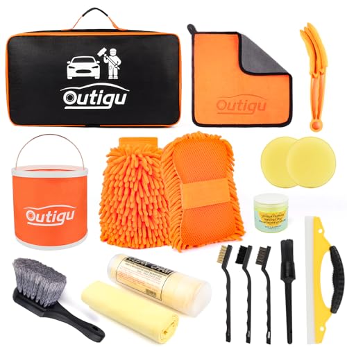 Car Cleaning Kit with Storage Bag, Car Washing Kit 16 Pcs, Car Detailing Kit with Wash Mitt Sponge Towels, Car Wash Mitt, Detailing Brushes, Exterior and Interior Car Washing Set