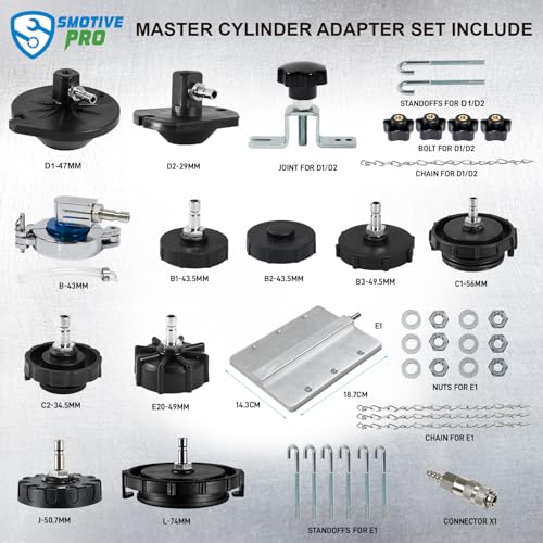 SMOTIVEPRO 12 pcs Brake Master Cylinder Bleeder Kit Professional Brake Bleeder Adapter Compatible with Most Brake Bleeder kit - size: 12pcs Master Cylinder Adapter Set