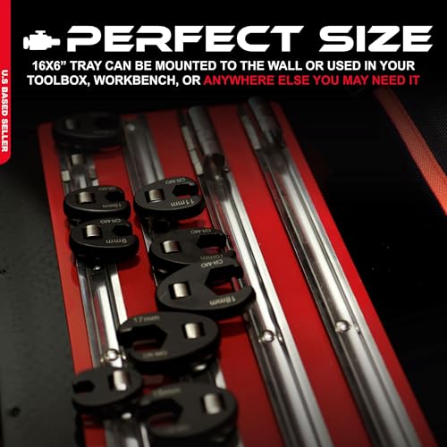 ABN Large SAE Standard Socket Holder Tray Rack Rails – 1/4, 3/8, 1/2 Inch Drive 80-Piece Clips for Tool Organization