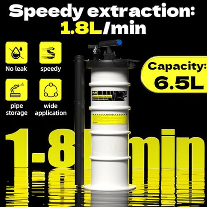 KJE 6.5L Pneumatic/Manual Oil Fluid Extractor Pump, Fluid Extractor with Pipe Storage Units, Oil Extractor Pump for Oil Change with Full Set Accessories for Automotive/Marine Oil Change
