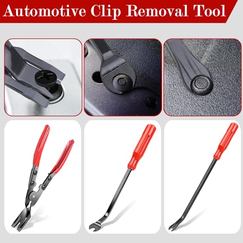 7 Pcs Auto Trim Removal Tool Kit - Plastic Trim Removal Pry Tool with Panel Clip Removal Pliers, Trim Removal Tools for Car Body Upholstery Door Clips Panel Dash, Fastener Remover Clip Pliers
