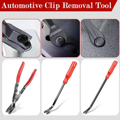 7 Pcs Auto Trim Removal Tool Kit - Plastic Trim Removal Pry Tool with Panel Clip Removal Pliers, Trim Removal Tools for Car Body Upholstery Door Clips Panel Dash, Fastener Remover Clip Pliers
