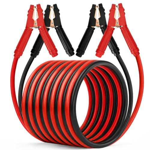 FIERYRED 1 Gauge 25 FT Quick Connect Jumper Cables, 1000A Heavy Duty Booster Cables with Travel Bag，Battery Jumper Cable for Truck, Diesel Trucks, SUV and Car - size: 1 Gauge 25 FT