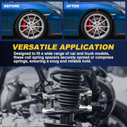 DASBET Adjustable 2-Way Coil Spring Spacers 4 Pack, 1”-2” Lift or Lower Spring Compressor Tool, Mini Coil Spring Booster for Car & Truck Shock Absorbers, Automotive Strut Accessories (4)