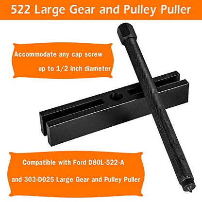 Yoursme 522 Large Gear and Pulley Puller & 7393 Gear and Pulley Puller & 8056 Shaft Protector Set for Timing Gears, Fan Pulleys