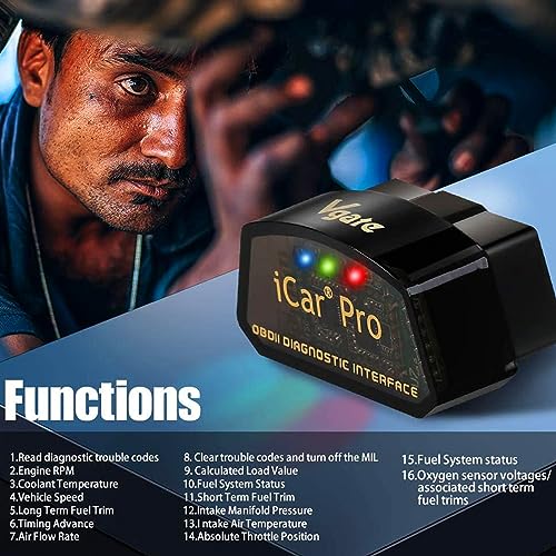 Vgate iCar Pro Bluetooth 4.0 OBD2 Code Reader OBDII Fault Diagnostic Tool Compatible Car Adapter Check Engine Light for iOS, iPhone, Android and Windows