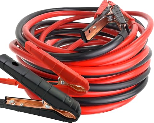 Jumper Cables, 1 Gauge 25FT Heavy Duty Booster Cables for Jump Starting Dead or Weak Batteries, Automotive Booster Cable for Car Van Truck,With Storage Bag & Gloves - size: 1 Gauge - 25FT