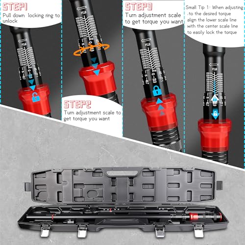 3/4-Inch Drive Torque Wrench 100-950ft.lb/135.58-1288.03Nm | ±3% Precision Dual Direction Torque Wrenches with 48-Tooth Dual Range Scales with Ft.Lbs and N.m - size: 3/4" DR.『100-950 FT.LB』
