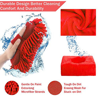 LIANXIN Car Wash Kit -Car Cleaning Kit Cars Washs Foam Gun Microfiber Sponge Cars Washing Kits Tire BrushTowels Complete Large Washs Mitt - size: XXL-21
