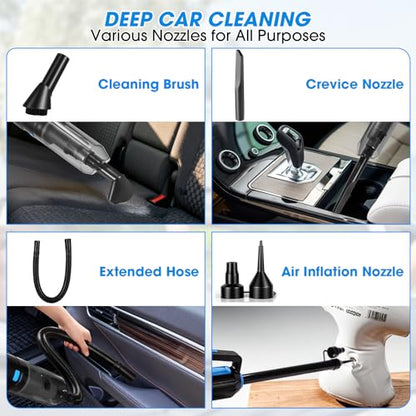 25PCS Car Cleaning Kit, Car Detailing Kit Interior with High Power Handheld Vacuum Cleaner, Windshield Cleaner, Cleaning Gel, Professional Auto Accessories for Men, Women