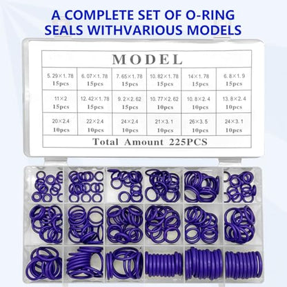 ZKTOOL 31PC Quick Disconnect Tool Set, with 225PCS A complete set of O-ring seals with various models, Fuel Line Disconnect Tool Kit for A/C Fuel Transmission Systems,Kit For Most Ford Chevy GM Models