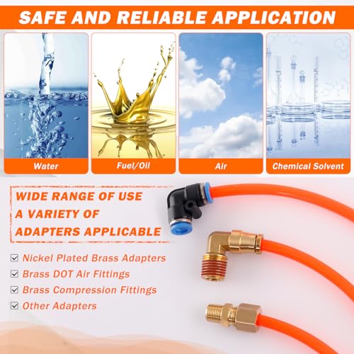 Air Line Kit for Air Spring Bag Suspension with Fittings, 25 FT PA Hose Truck Airbag Line with 1/4 NPT DOT Air Fittings, Replacement Valve for Airbag Suspension in Semi Truck Trailer - size: 9 PCS