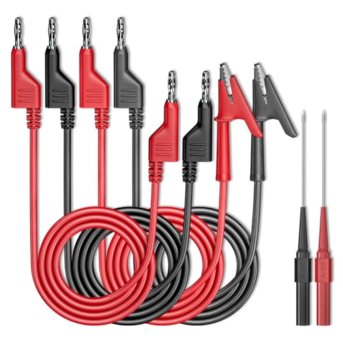 Goupchn Test Leads Kit Alligator Clips Electrical Cable 4mm Banana Plug to Banana Plug Test Wires with Wire Piercing Probes 6PCS for Multimeter Electrical Testing Red&Balck