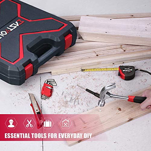 Eastvolt 218-Piece Household Tool Kit, Auto Repair Tool Set, Tool Kits for Homeowner, Plier, Screwdriver Set, Socket Kit and Toolbox Storage Case,Black + Red - size: Pack of 9, style: Tool Kit