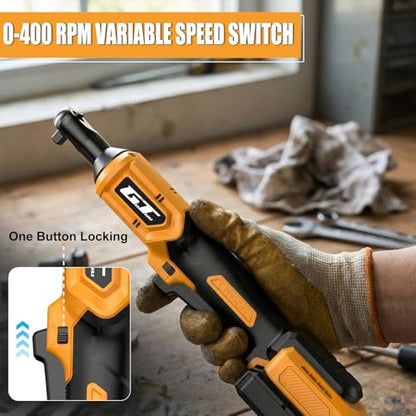 3/8" Cordless Ratchet Wrench, Compatible with DEWALT 20V MAX Battery, 60Ft-Lbs Power Brushless Electric Ratchet Tool Kit Variable Speed with 8 Sockets, 1/4" Adapters, 6" Extension Bar (Tool Only)