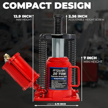 Stark USA 20-Ton Portable Hydraulic Bottle Jack Air-Operated Pneumatic Lift Low Profile Manual Air Jack, Auto Truck Travel Trailer Repair (44000 LBS) - size: 20 Ton Pneum Low Profile