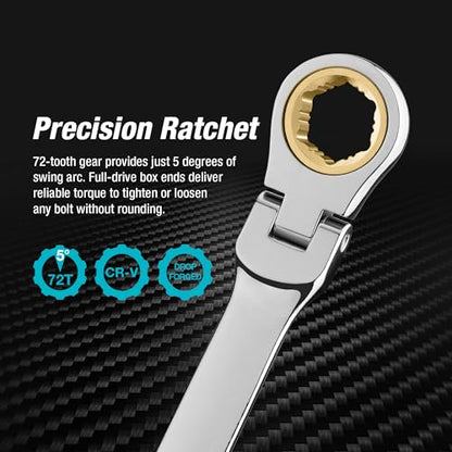 DURATECH 10mm x 11mm Extra Long Flex-Head Ratcheting Wrench, Metric | Anti-Slip, CR-V Steel - size: 10*11mm