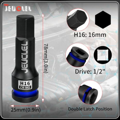 16mm Hex Impact Bit Socket, H16 1/2" Drive Allen Socket, Cr-Mo | 3-Inch, Lengthen Hex Screwdriver Adapter for Electric Ratchet Wrenches Fastening Screws, Socket Wrench, Head Drill - size: 1PC | H16 16MM