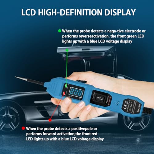 Power Circuit Tester, 6-24V DC Test Light Short Circuit, Automotive Component Electrical Polarity Identify Continuity Tester, Overload Protection - color: Blue