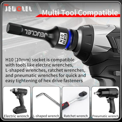 10mm Hex Impact Bit Socket, H10 1/2" Drive Allen Socket, Cr-Mo | 3-Inch, Lengthen Hex Screwdriver Adapter for Electric Ratchet Wrenches Fastening Screws, Socket Wrench, Head Drill - size: 1PC | H10 10MM