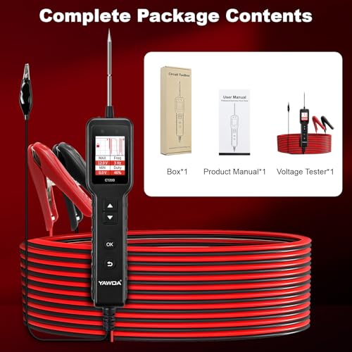 Power Circuit Probe,Colour screen12-24V DC Car Electrical System Diagnostic Test Tool,Electrical Short Open Breaker Circuit Finderand Component Activated，with Multimeter Mode